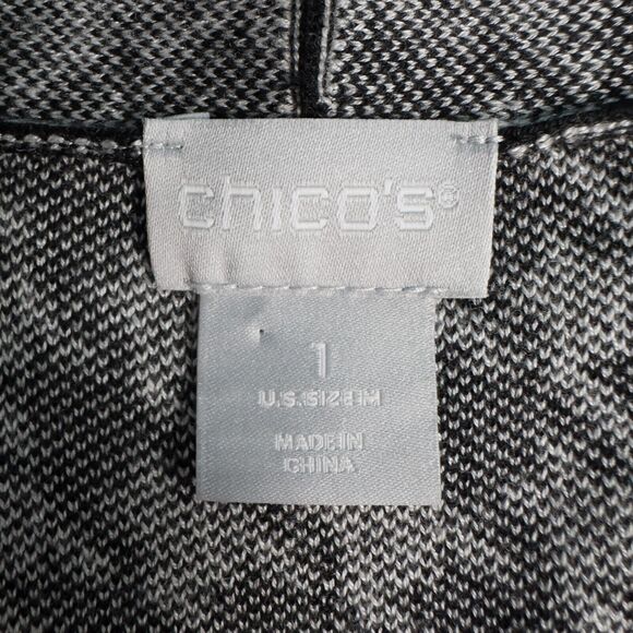 Chicos Houndstooth Cashmere Blend Long Cardigan Womens 1 Medium Black White - Picture 3 of 16